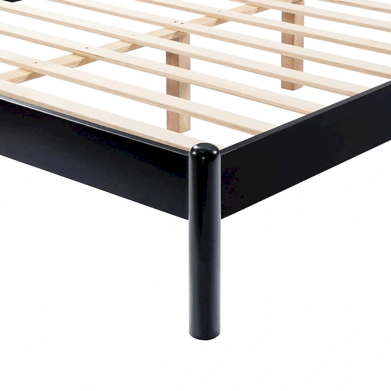 Cadre de lit plateforme en bois Christopher Knight Home, format standard, avec tête de lit moelleuse.