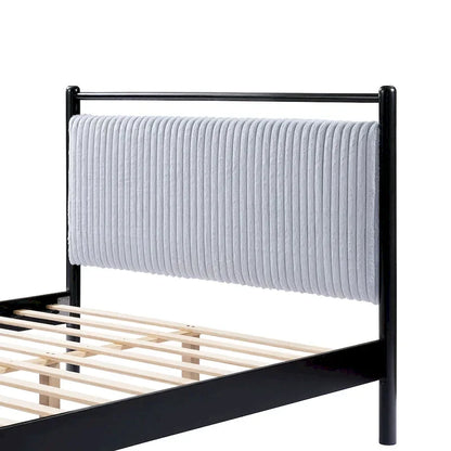 Cadre de lit plateforme en bois Christopher Knight Home, format standard, avec tête de lit moelleuse.