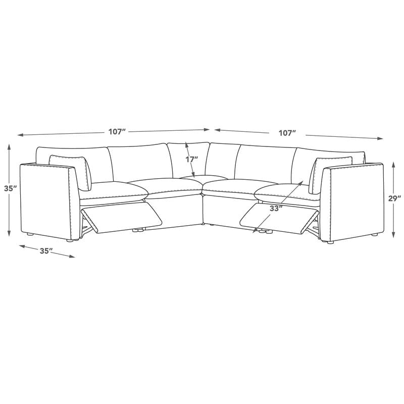Canapé d'angle inclinable électrique Cypress 107W