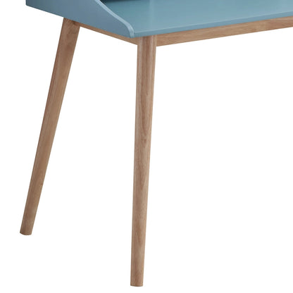 Bureau d'ordinateur de style moderne du milieu du siècle avec étagères et 4 pieds en bois, idéal pour un petit bureau à domicile ou une salle d'étude.