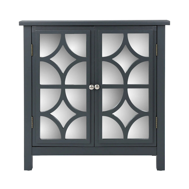 Armoire à double porte en sapin finition miroir, gris anthracite