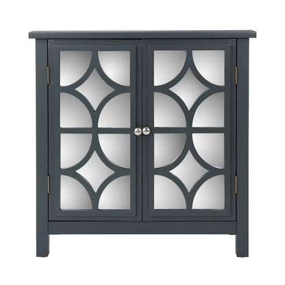 Armoire à double porte en sapin finition miroir, gris anthracite