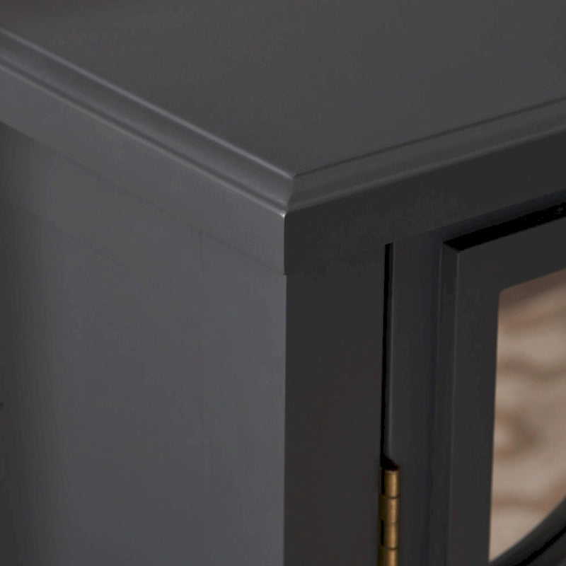 Armoire à double porte en sapin finition miroir, gris anthracite