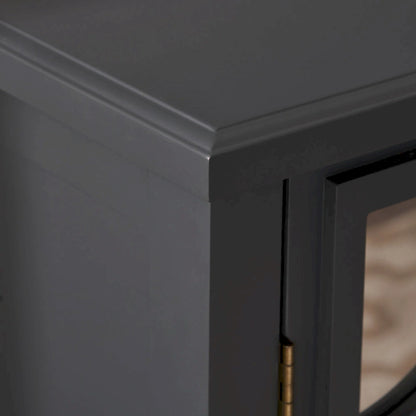 Armoire à double porte en sapin finition miroir, gris anthracite