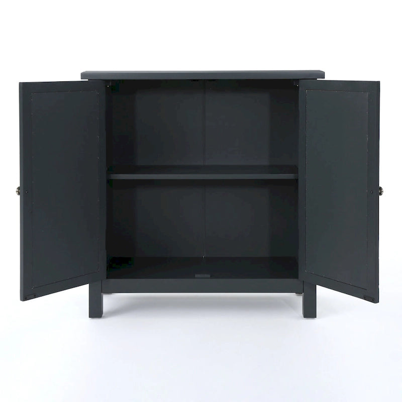 Armoire à double porte en sapin finition miroir, gris anthracite