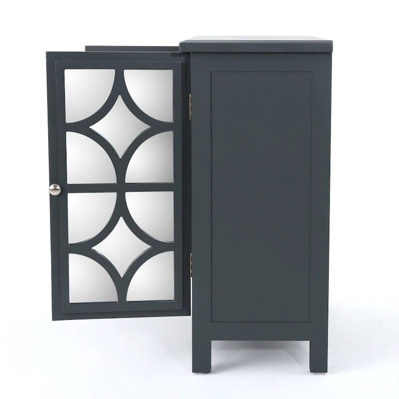 Armoire à double porte en sapin finition miroir, gris anthracite