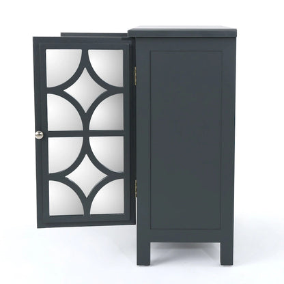 Armoire à double porte en sapin finition miroir, gris anthracite