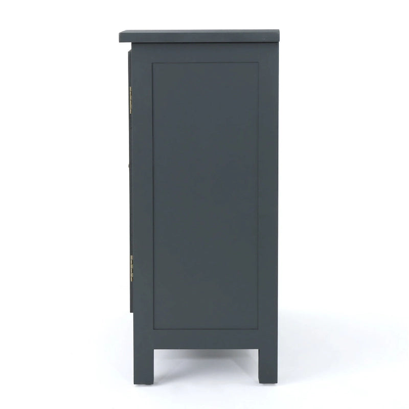 Armoire à double porte en sapin finition miroir, gris anthracite