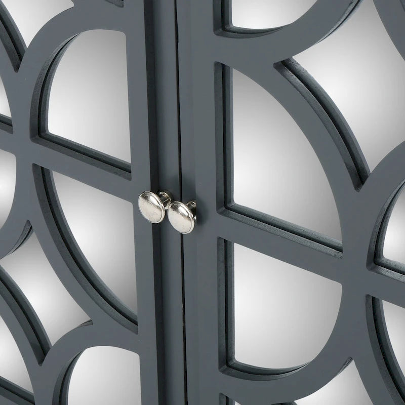 Armoire à double porte en sapin finition miroir, gris anthracite