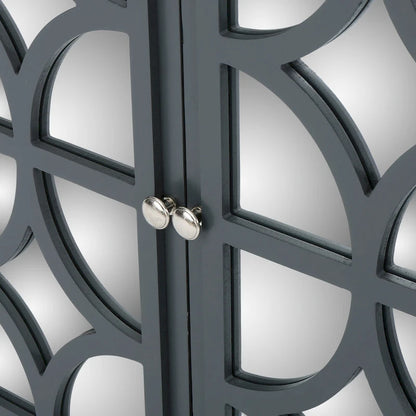 Armoire à double porte en sapin finition miroir, gris anthracite
