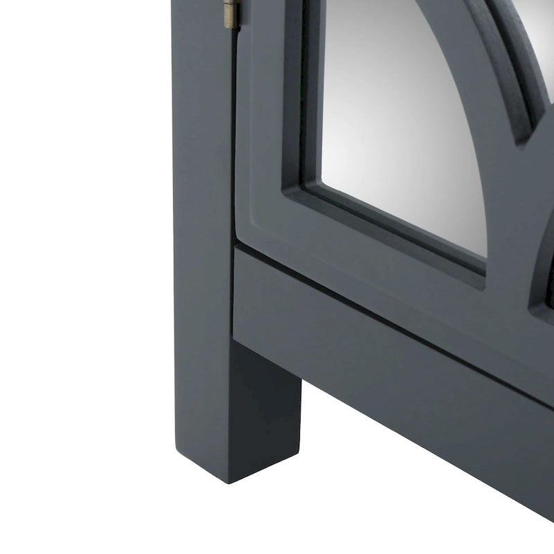 Armoire à double porte en sapin finition miroir, gris anthracite