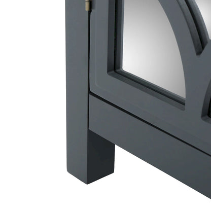 Armoire à double porte en sapin finition miroir, gris anthracite