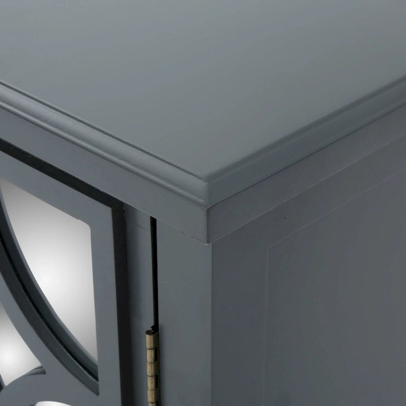 Armoire à double porte en sapin finition miroir, gris anthracite