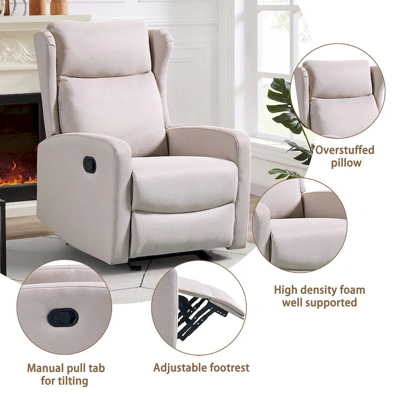 Fauteuil inclinable à bascule pour salon, fauteuil inclinable moderne réglable, canapé inclinable avec soutien lombaire