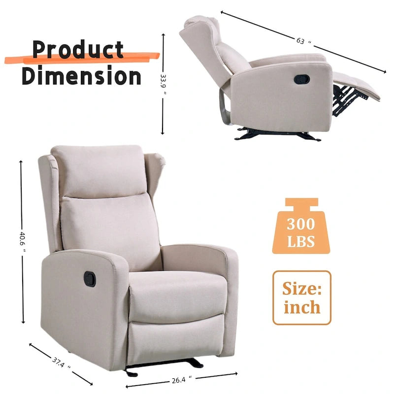 Fauteuil inclinable à bascule pour salon, fauteuil inclinable moderne réglable, canapé inclinable avec soutien lombaire