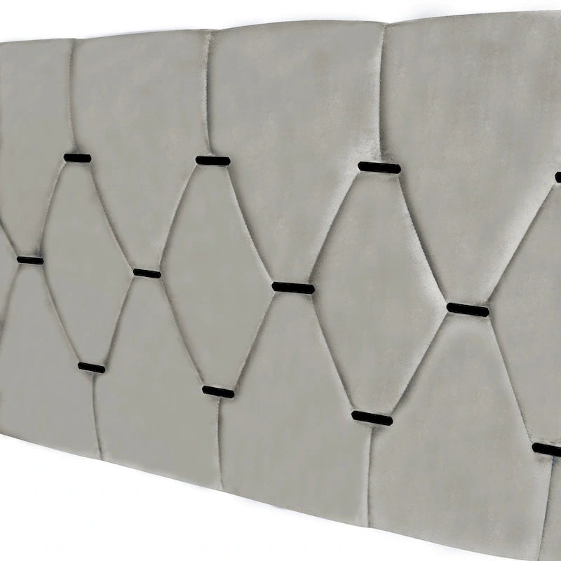 Lit plateforme Queen Size avec tête de lit capitonnée dorée, lit gigogne et rangement (capacité de 272 kg)