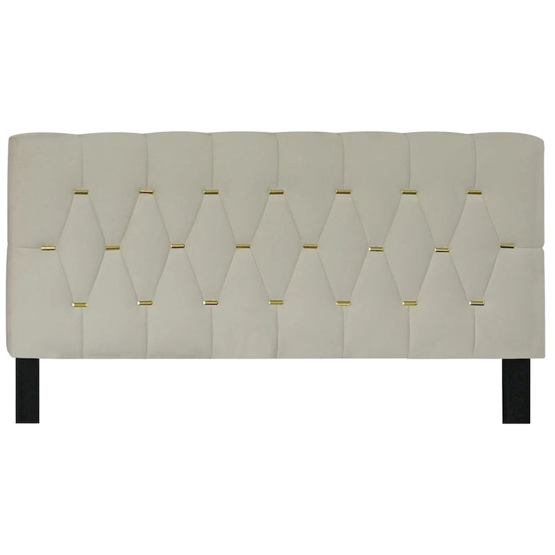 Lit plateforme Queen Size avec tête de lit capitonnée dorée, lit gigogne et rangement (capacité de 272 kg)