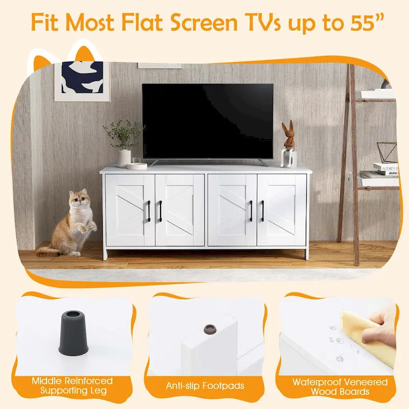 Enclos pour litière Gymax pour 2 chats avec double compartiment, en bois.