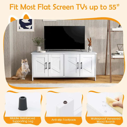 Enclos pour litière Gymax pour 2 chats avec double compartiment, en bois.