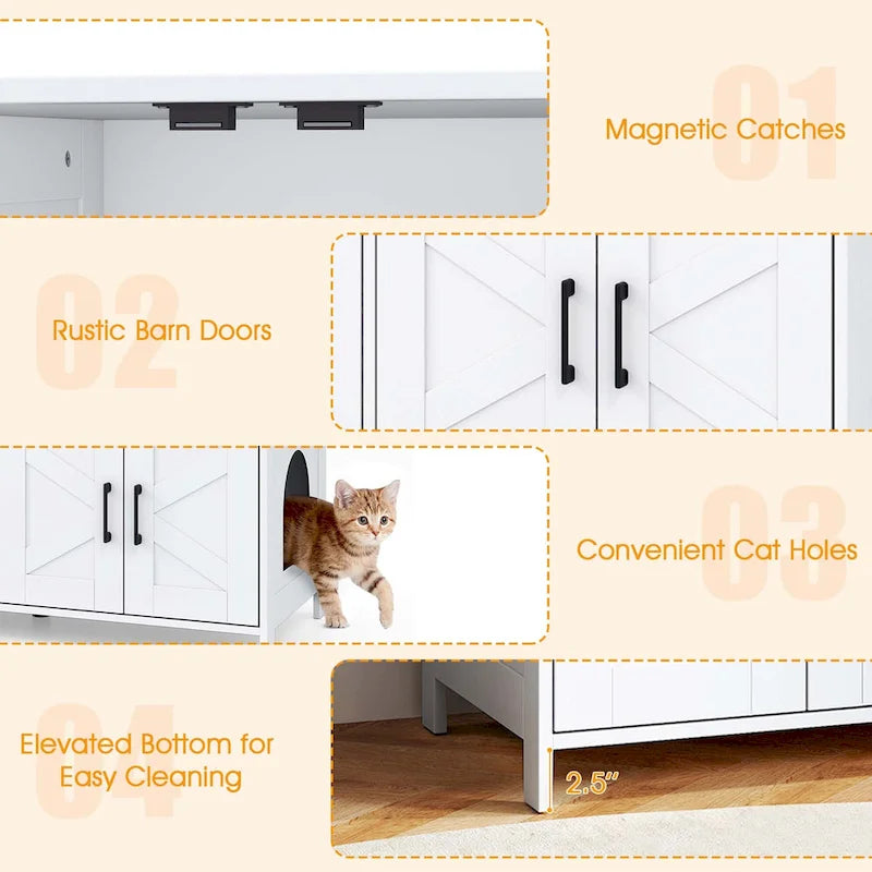 Enclos pour litière Gymax pour 2 chats avec double compartiment, en bois.