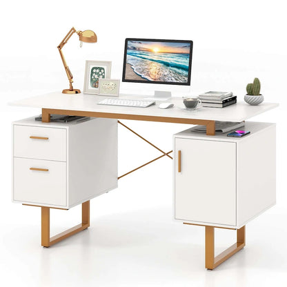 Bureau Costway 51 pour la maison avec plateau flottant et deux tiroirs
