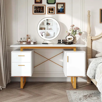 Bureau Costway 51 pour la maison avec plateau flottant et deux tiroirs