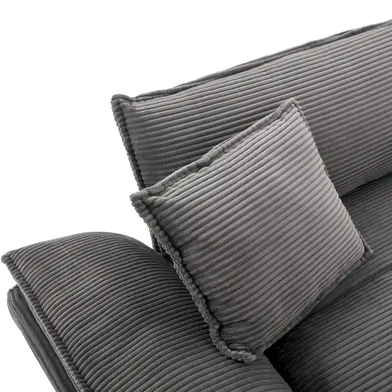 Canapé 3 places rembourré de 65,5 pouces avec deux coussins et construction robuste