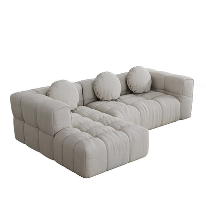 Canapé d'angle en chenille 103 avec fauteuil inclinable à gauche, 3 coussins et design modulable