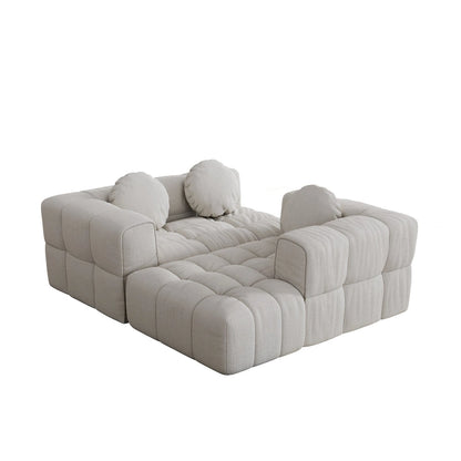 Canapé d'angle en chenille 103 avec fauteuil inclinable à gauche, 3 coussins et design modulable