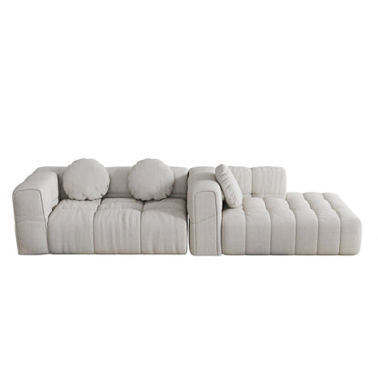 Canapé d'angle en chenille 103 avec fauteuil inclinable à gauche, 3 coussins et design modulable