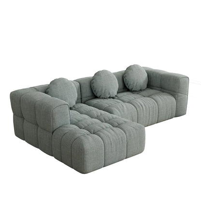 Canapé d'angle en chenille 103 avec fauteuil inclinable à gauche, 3 coussins et design modulable
