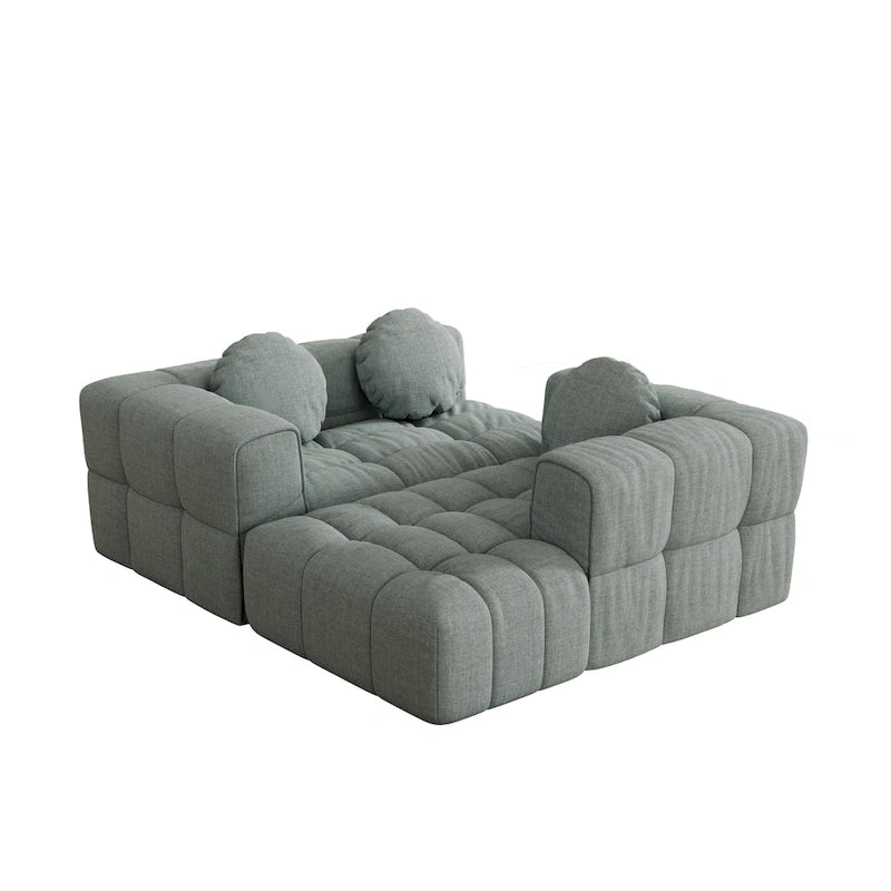 Canapé d'angle en chenille 103 avec fauteuil inclinable à gauche, 3 coussins et design modulable
