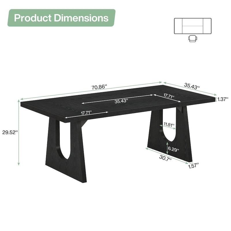 Bureau de direction rectangulaire de 70,9 pouces avec grand plateau