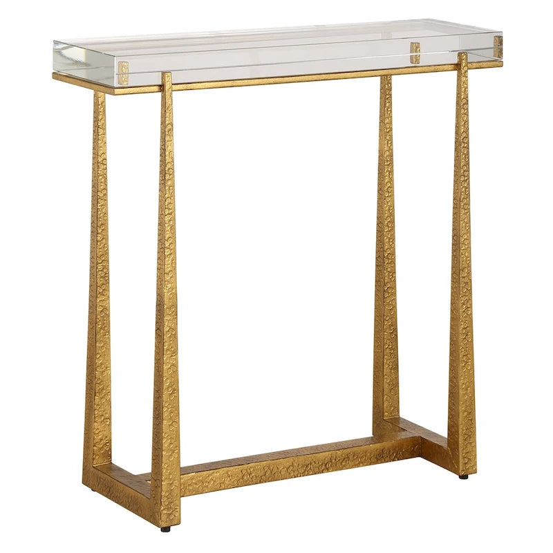 Table d'appoint à plateau en cristal épais - 24 - Or antique
