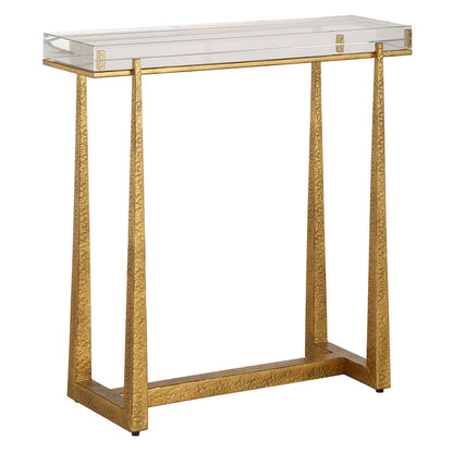 Table d'appoint à plateau en cristal épais - 24 - Or antique