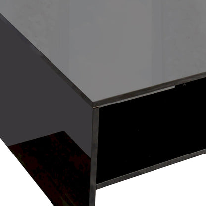 Table basse moderne et minimaliste à double niveau avec rangement ouvert, pour salon, noire