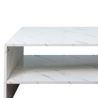 Table basse moderne et minimaliste à double niveau avec rangement ouvert, pour salon, noire