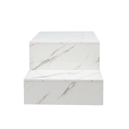 Table basse moderne et minimaliste à double niveau avec rangement ouvert, pour salon, noire