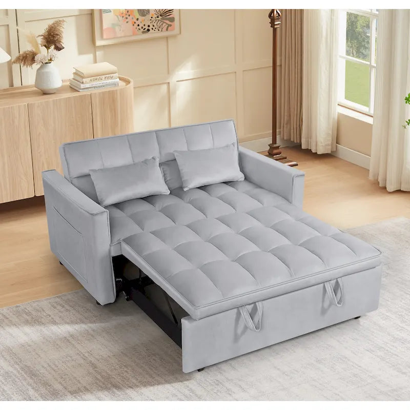 Canapé-lit futon convertible moderne, dossier réglable, supports pour accoudoirs