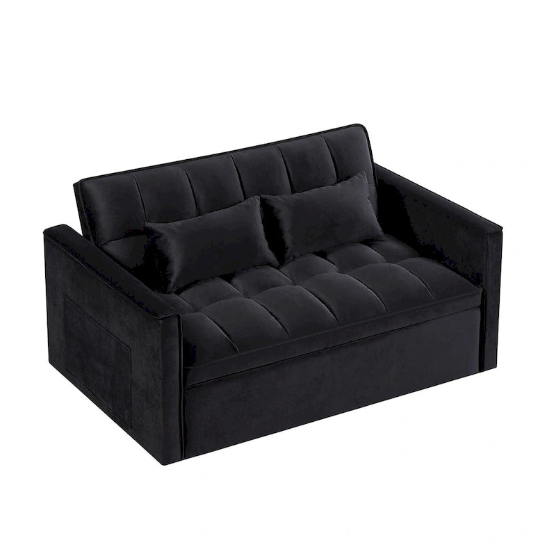 Canapé-lit futon convertible moderne, dossier réglable, supports pour accoudoirs