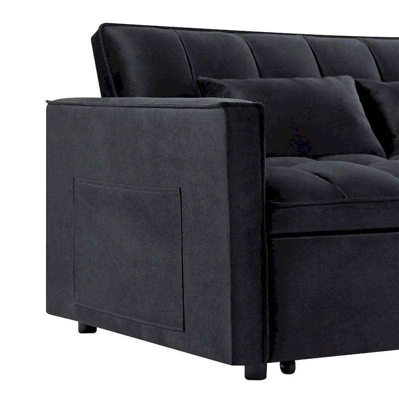 Canapé-lit futon convertible moderne, dossier réglable, supports pour accoudoirs