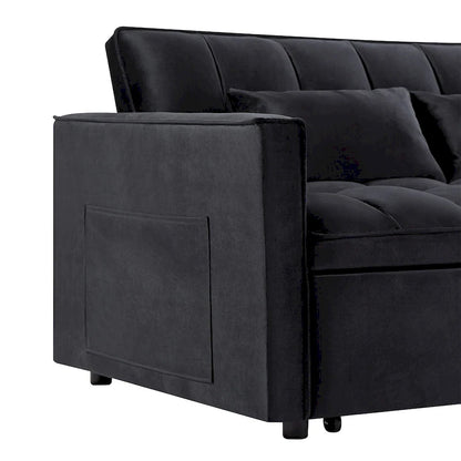 Canapé-lit futon convertible moderne, dossier réglable, supports pour accoudoirs