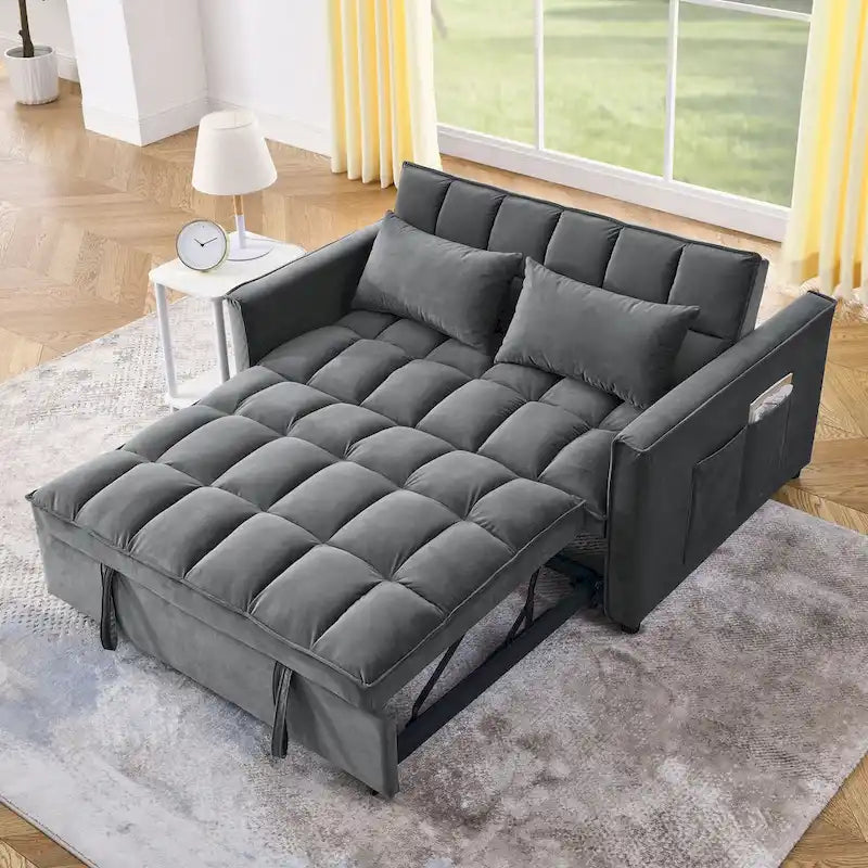 Canapé-lit futon convertible moderne, dossier réglable, supports pour accoudoirs