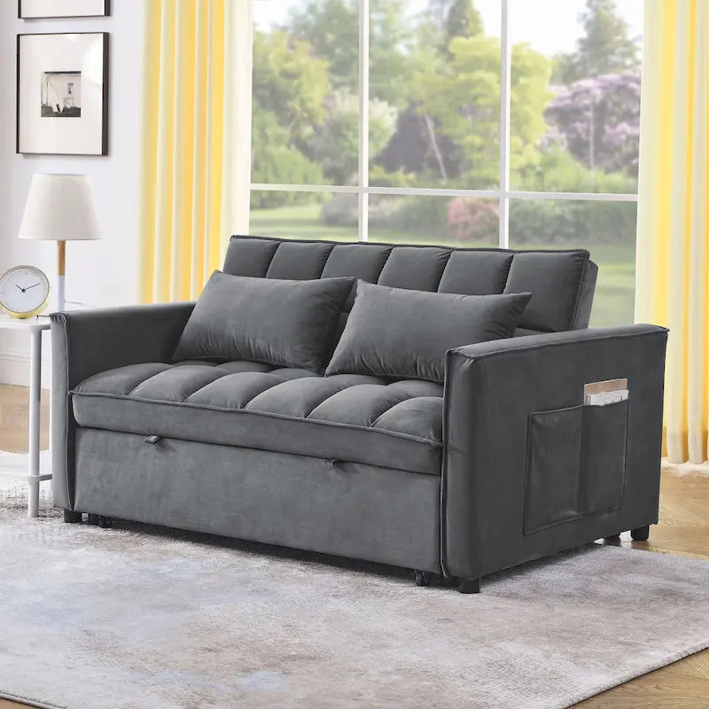 Canapé-lit futon convertible moderne, dossier réglable, supports pour accoudoirs
