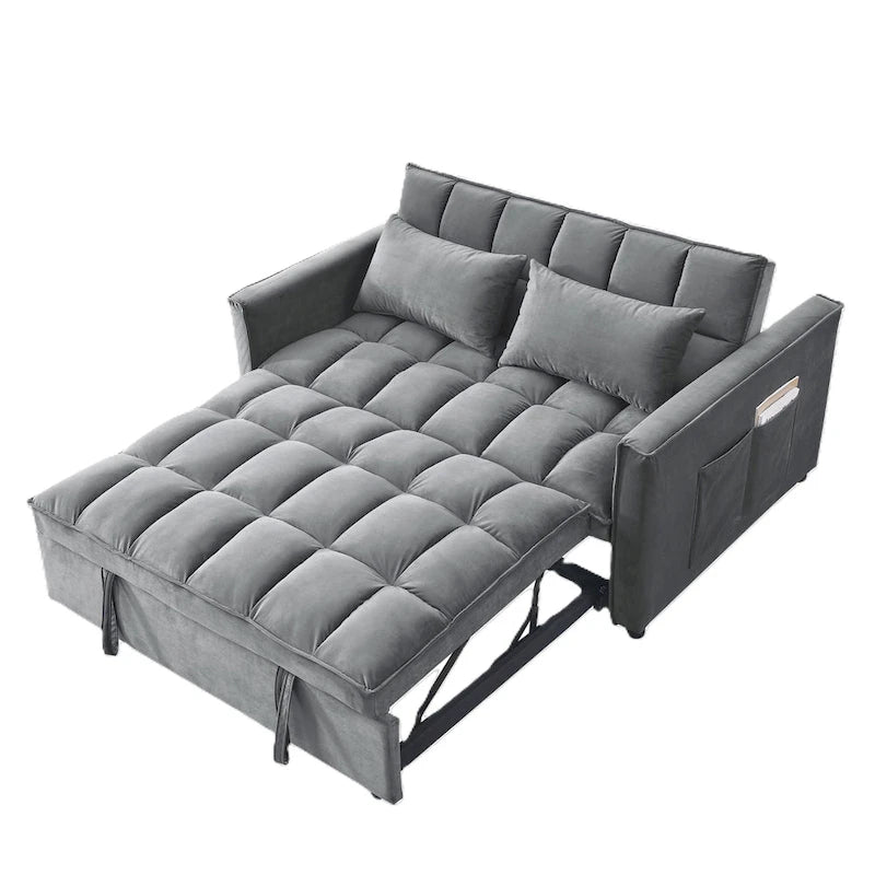 Canapé-lit futon convertible moderne, dossier réglable, supports pour accoudoirs