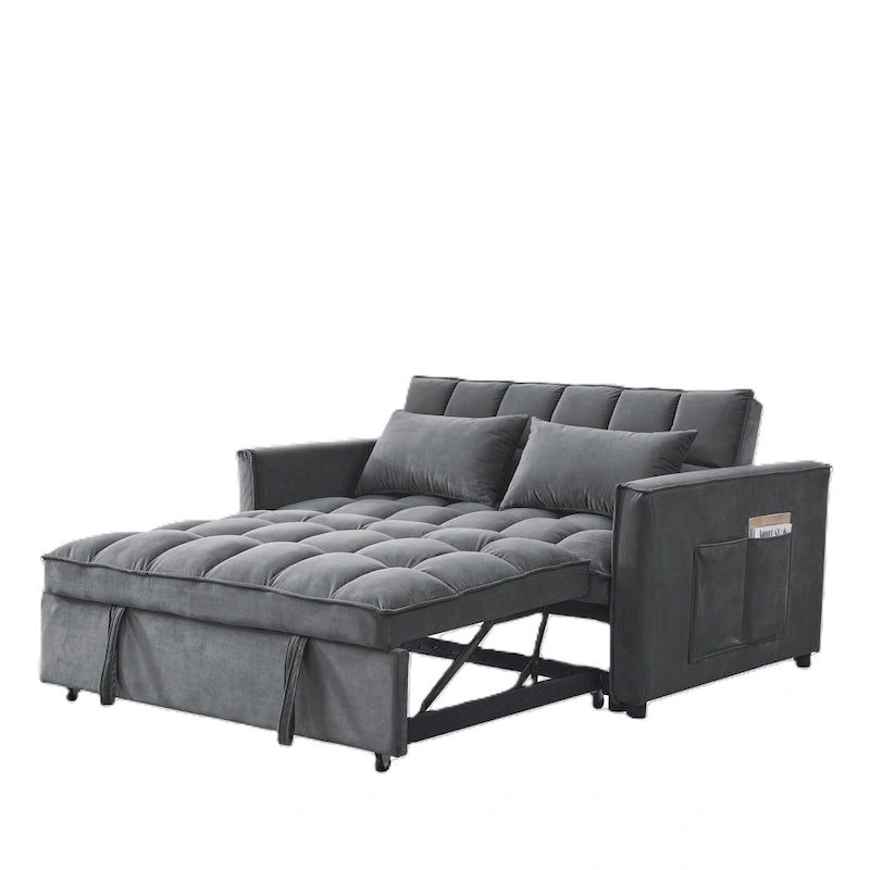 Canapé-lit futon convertible moderne, dossier réglable, supports pour accoudoirs