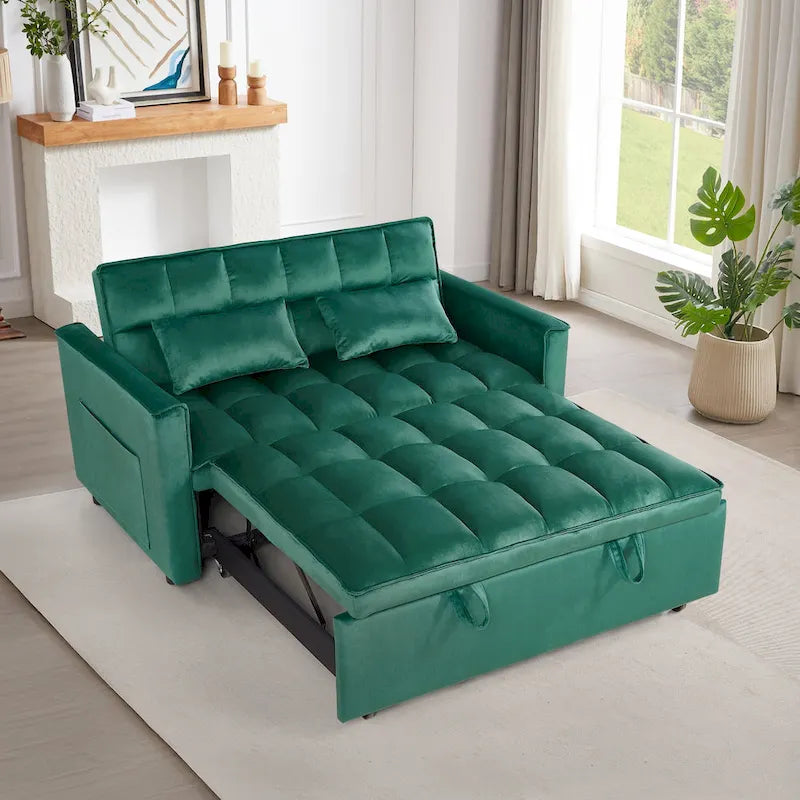 Canapé-lit futon convertible moderne, dossier réglable, supports pour accoudoirs