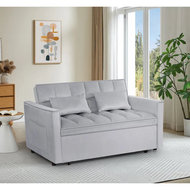 Canapé-lit futon convertible moderne, dossier réglable, supports pour accoudoirs