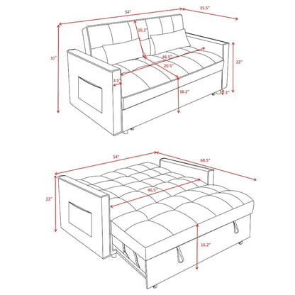 Canapé-lit futon convertible moderne, dossier réglable, supports pour accoudoirs