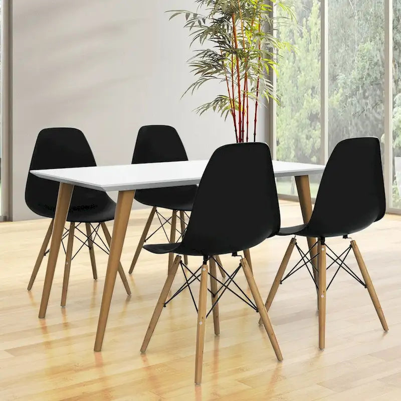 Gymax Lot de 2 chaises de salle à manger modernes sans accoudoirs pour bureau à domicile, avec revêtement en bois - Voir les détails